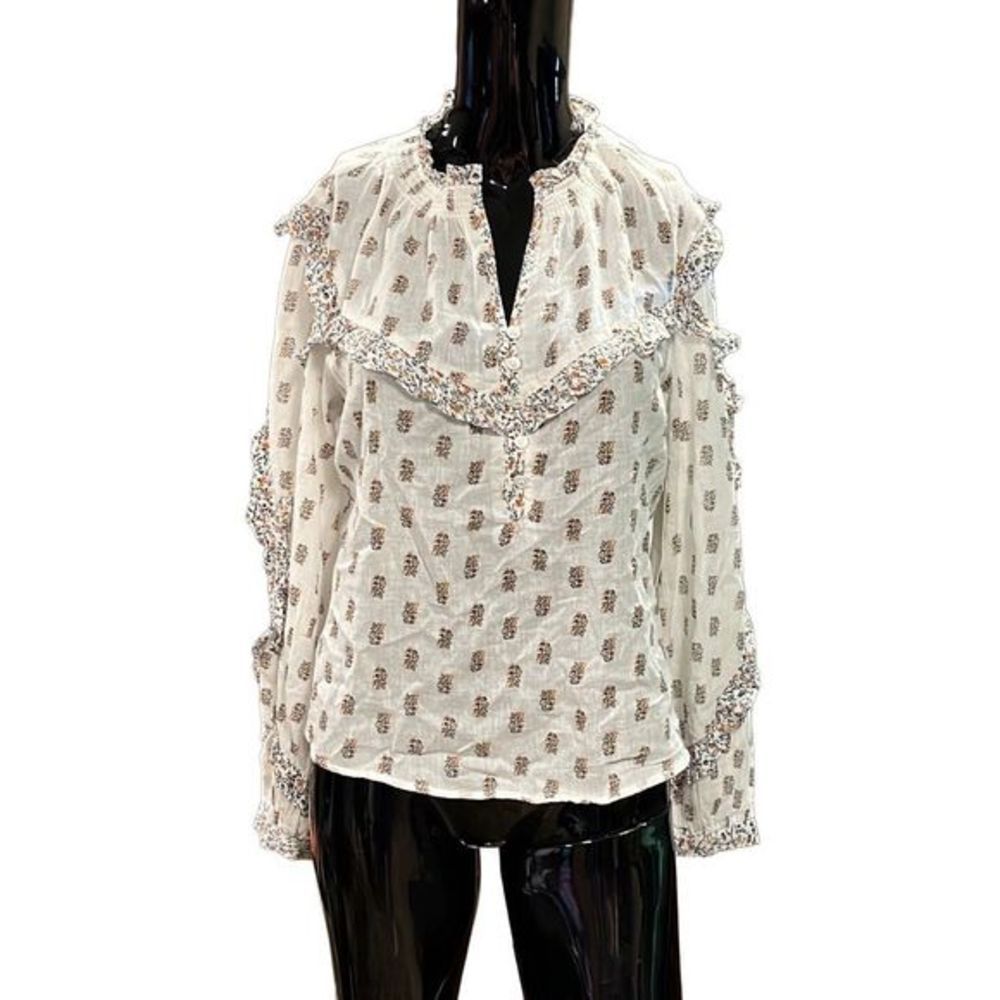 NWT Anthropologie Calligraphie white boho blouse size small